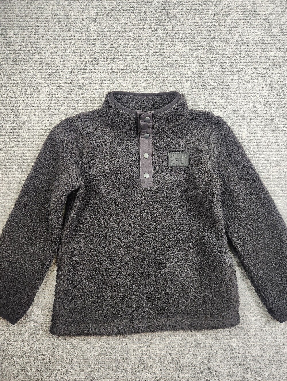 Under Armour Kids Sherpa Quarter-Snap Pullover Sz:6 NWOT Black Teddy Pockets